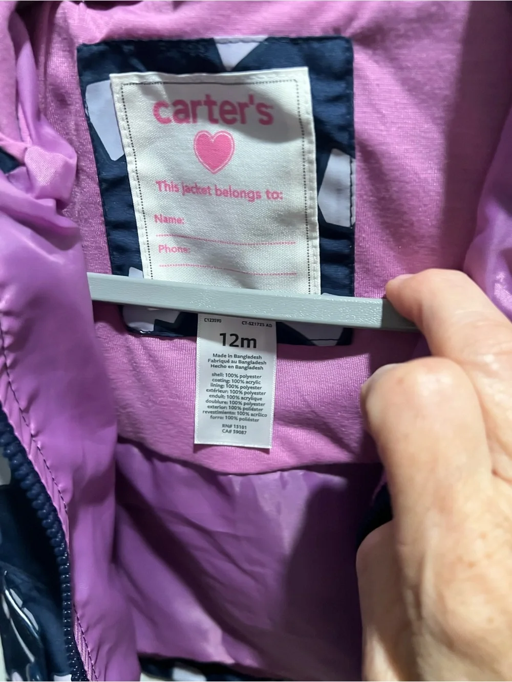 Carters navy hooded